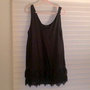Banana republic black mini dress tunic with fringe!